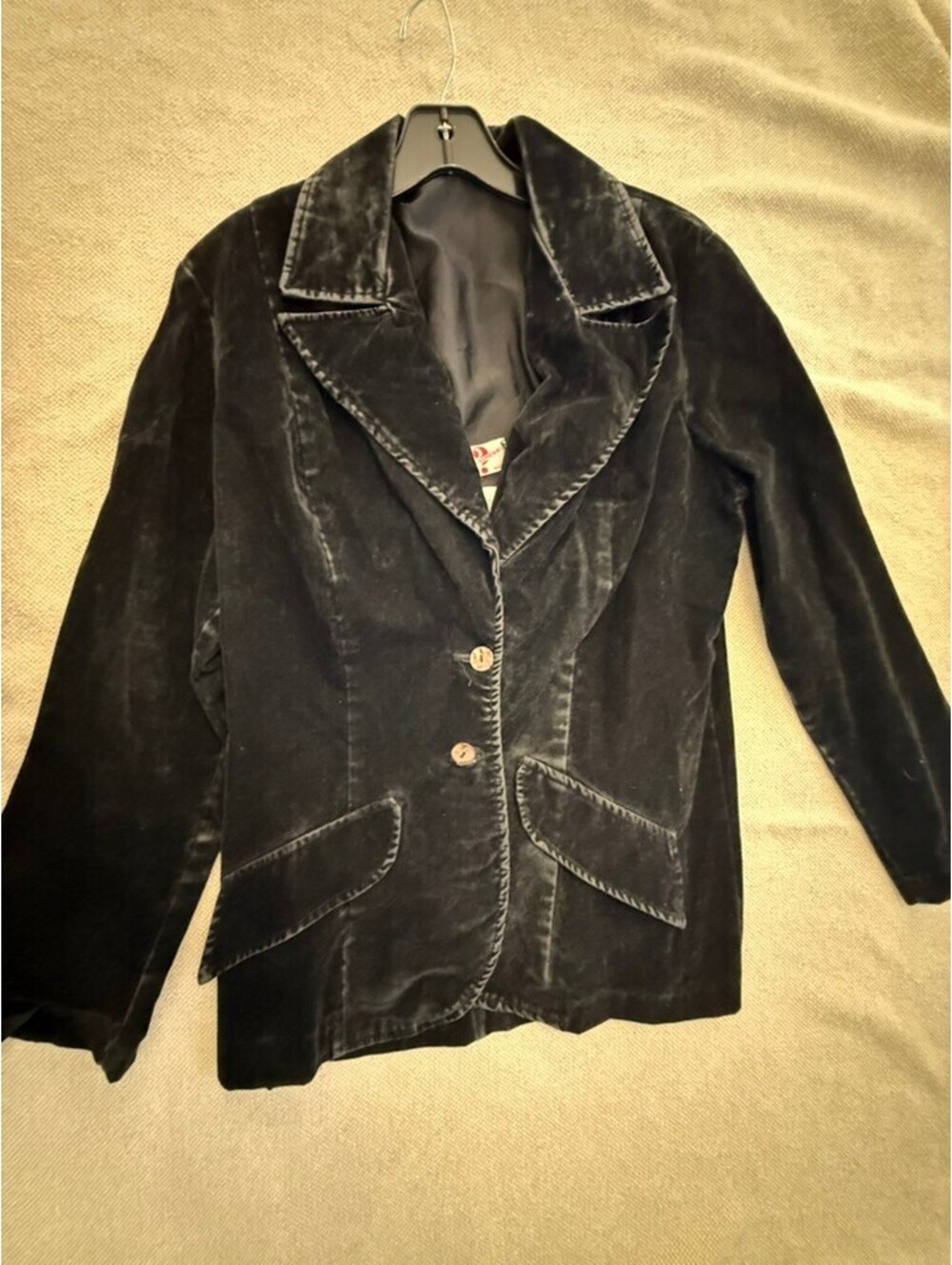 Vintage Black Velvet Blazer Women's Size 16